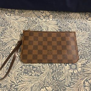 Louis Vuitton Neverfull Damier Ebene Red  Pochette PM Clutch Wristlet